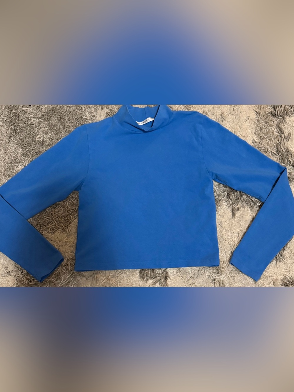 Los Angeles Apparel Limited Edition Blue Long Sleeve Mock Neck Crop Top